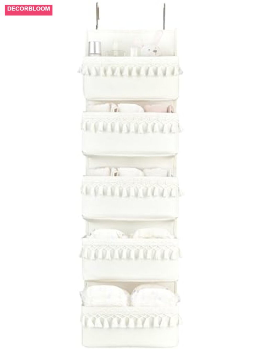5 Pocket Over Door Organizer Hanging Storage White Nursery Baby